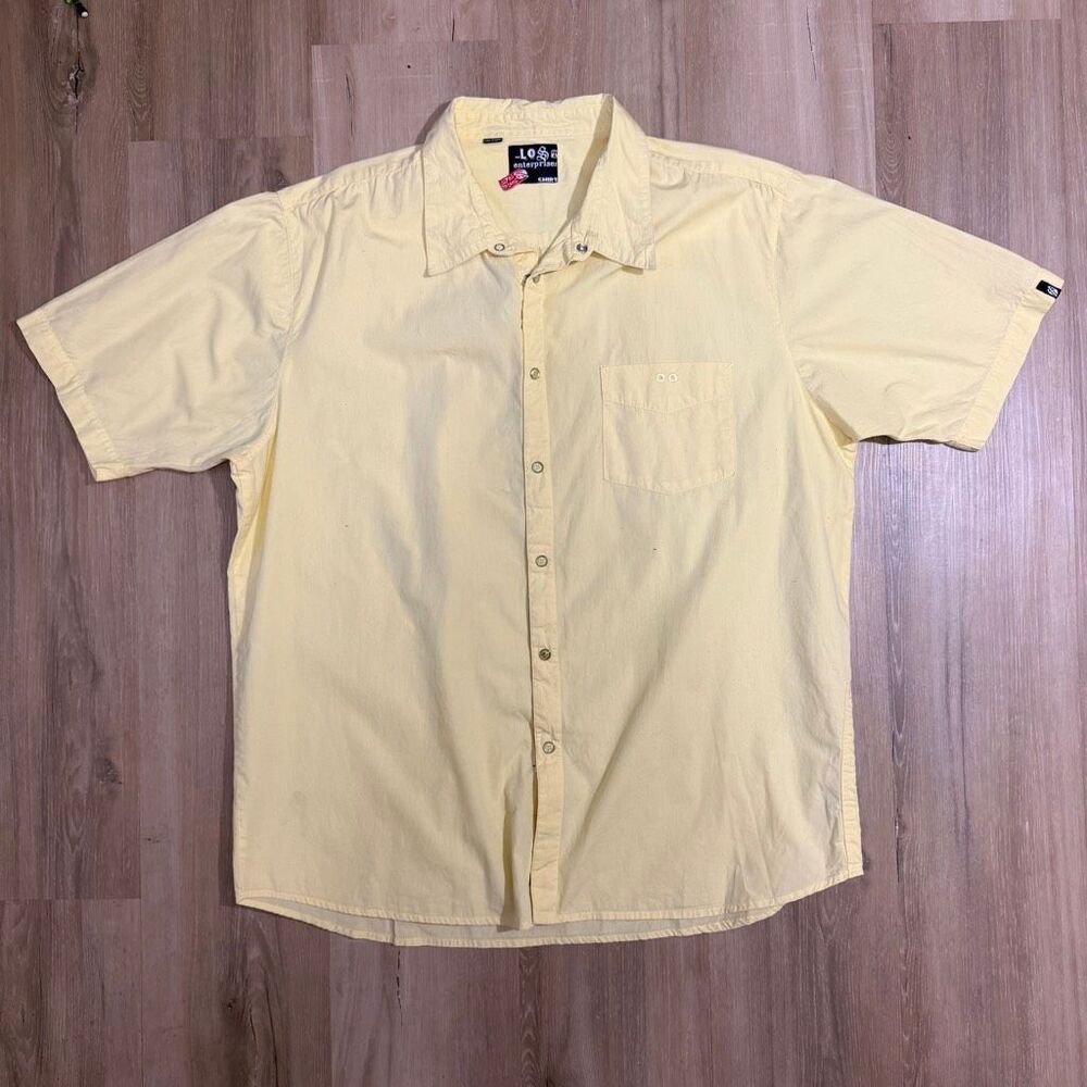 Vintage Lost Enterprises Yellow Button Down Collar Shirt Y2K Sz XXL Oversized